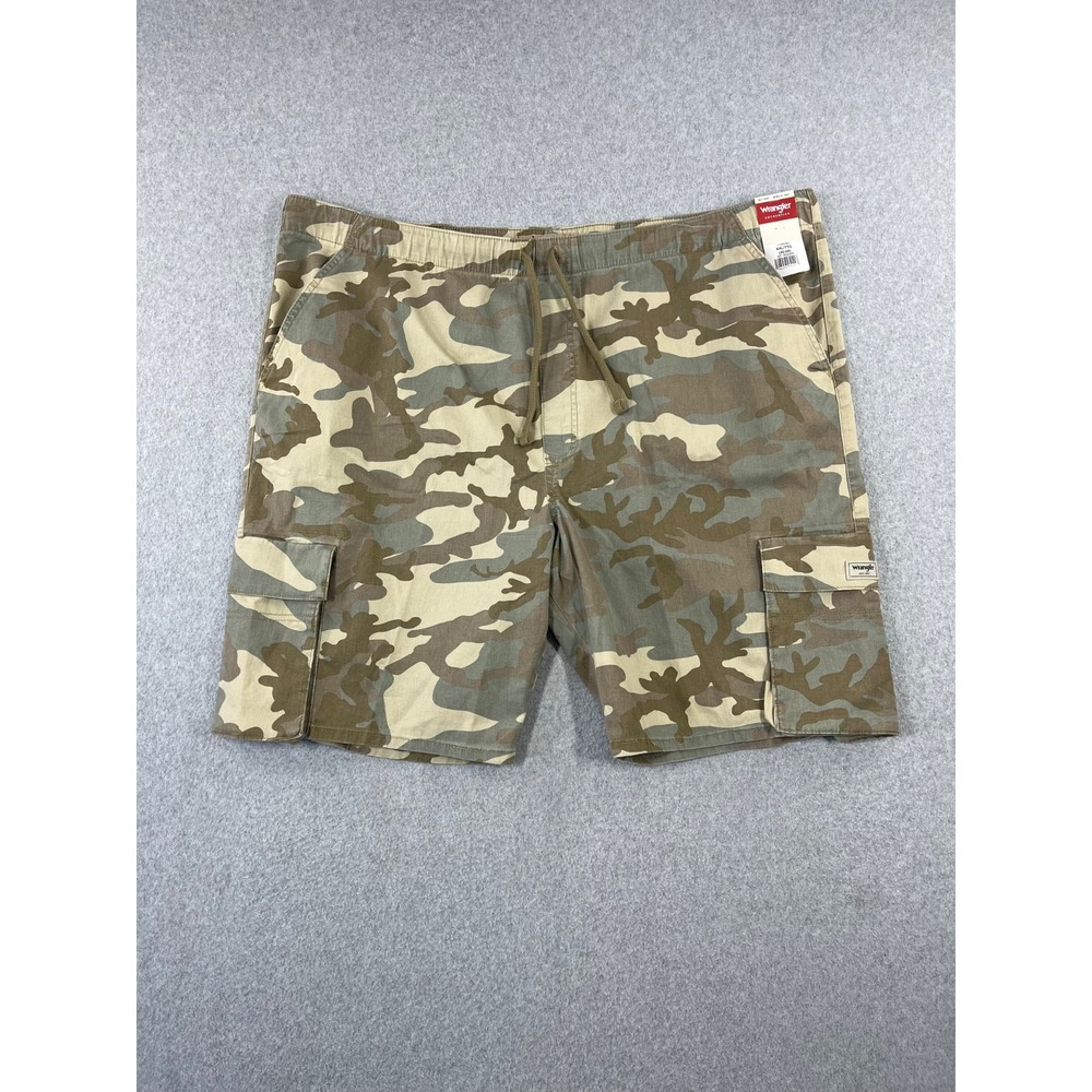 Wrangler ShortS Mens 2XL(46-48) Brown Camo 10" Inseam Drawstring Elastic Waist
